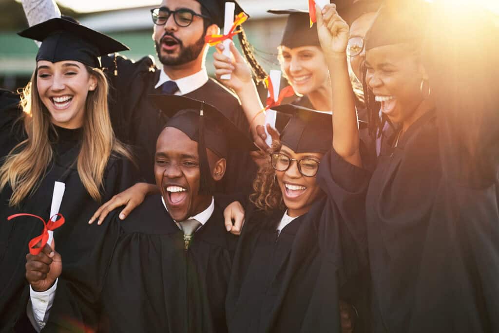 Happy Students Graduating In The UK