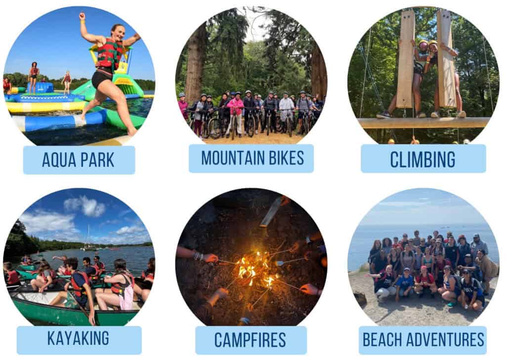 Junior Summer Adventure: English Language Learning, Outdoor Adventure, UK Excursions: Bath, Jurassic Coast, Hiking, Mountain Biking, Water Park, Beach Adventures, Climbing and High Ropes Courses, Campfires. 12-17 years olds - International Students