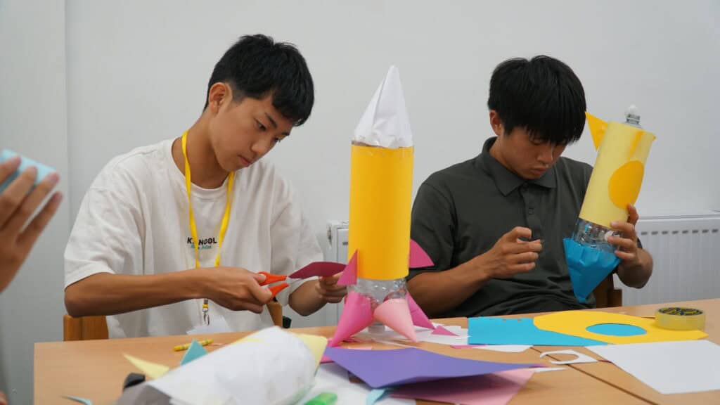 Students making rockets during their time at ringwood summer camp, inside our school at ringwood