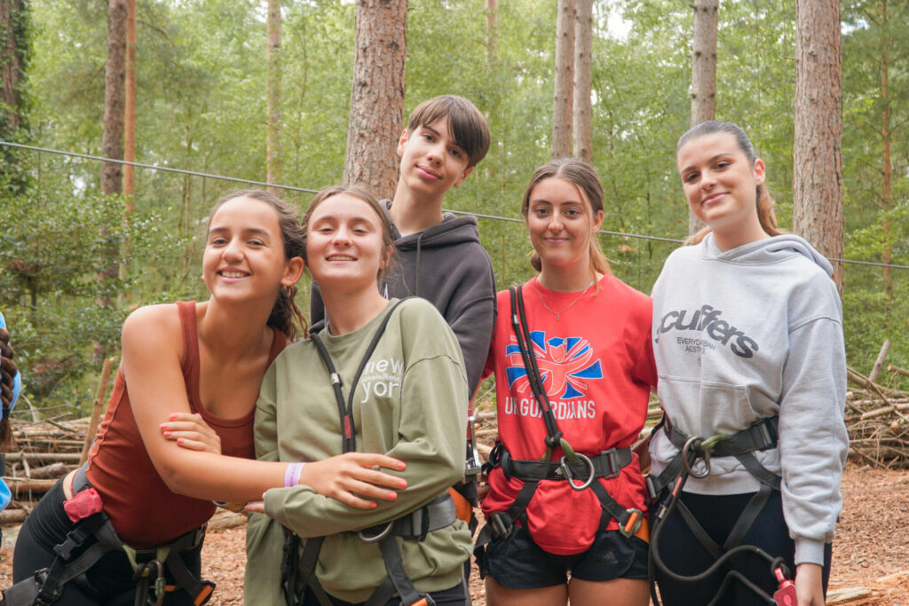 Group of students on our English and adventure camp, at go ape