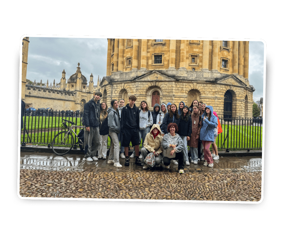 A group of international students on a trip to oxfords as part of their ringwood summer camp excursion.